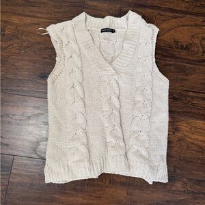 Women's Cream Cable Knit Sweater Vest